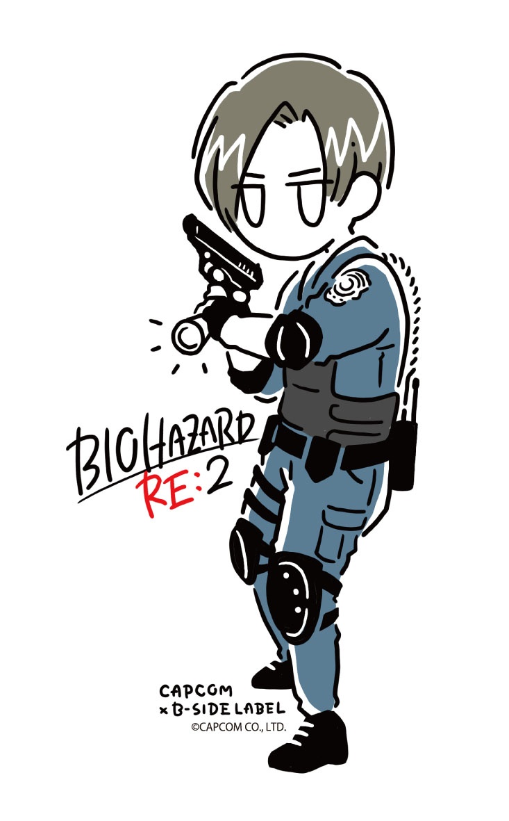 Resident Evil Capcom X B Side Label Sticker Leon Line Art By Capcom