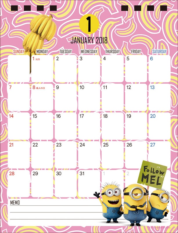 卓上 怪盗グルーのミニオン大脱走 18年カレンダー